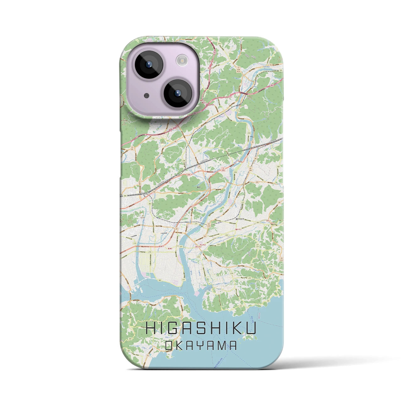 【東区（岡山市）】地図柄iPhoneケース（バックカバータイプ・ナチュラル）iPhone 14 用