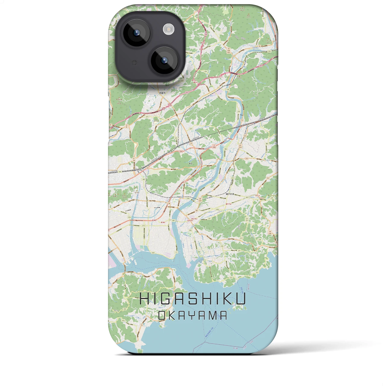 【東区（岡山市）】地図柄iPhoneケース（バックカバータイプ・ナチュラル）iPhone 14 Plus 用