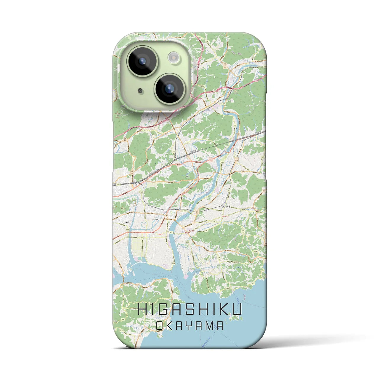 【東区（岡山市）】地図柄iPhoneケース（バックカバータイプ・ナチュラル）iPhone 15 用