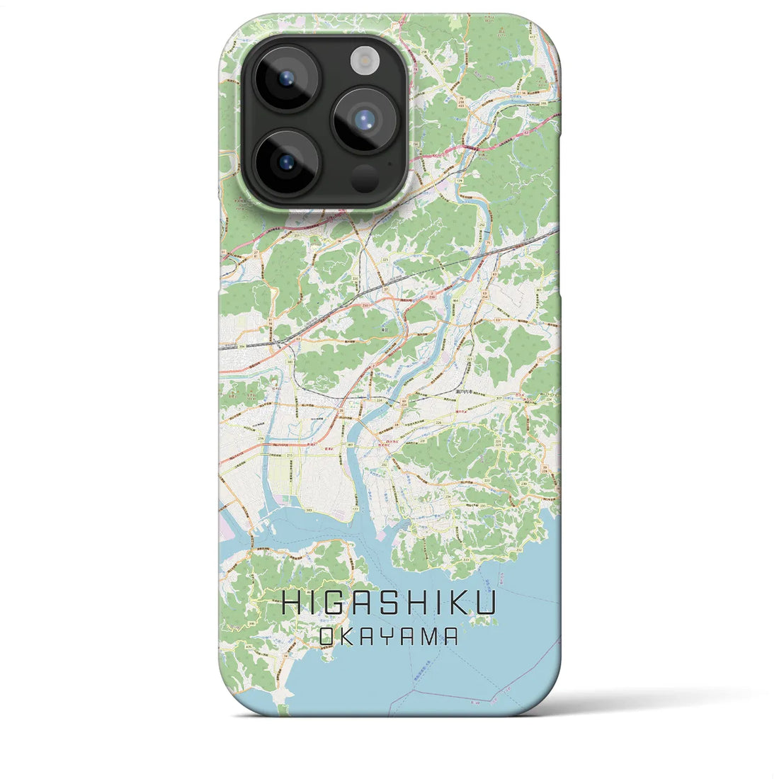 【東区（岡山市）】地図柄iPhoneケース（バックカバータイプ・ナチュラル）iPhone 15 Pro Max 用