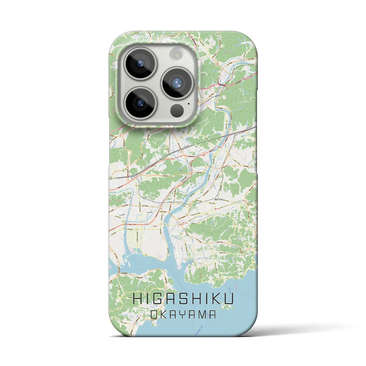 【東区（岡山市）】地図柄iPhoneケース（バックカバータイプ・ナチュラル）iPhone 15 Pro 用