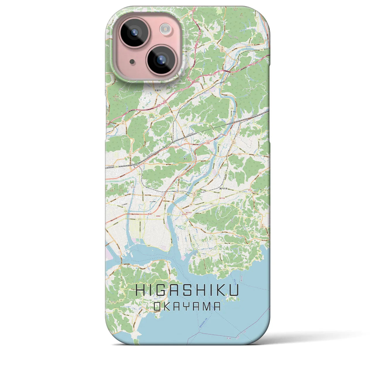 【東区（岡山市）】地図柄iPhoneケース（バックカバータイプ・ナチュラル）iPhone 15 Plus 用