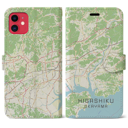 【東区（岡山市）】地図柄iPhoneケース（手帳タイプ）ナチュラル・iPhone 11 用