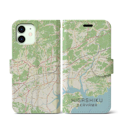 【東区（岡山市）】地図柄iPhoneケース（手帳タイプ）ナチュラル・iPhone 12 mini 用