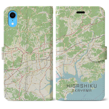 【東区（岡山市）】地図柄iPhoneケース（手帳タイプ）ナチュラル・iPhone XR 用