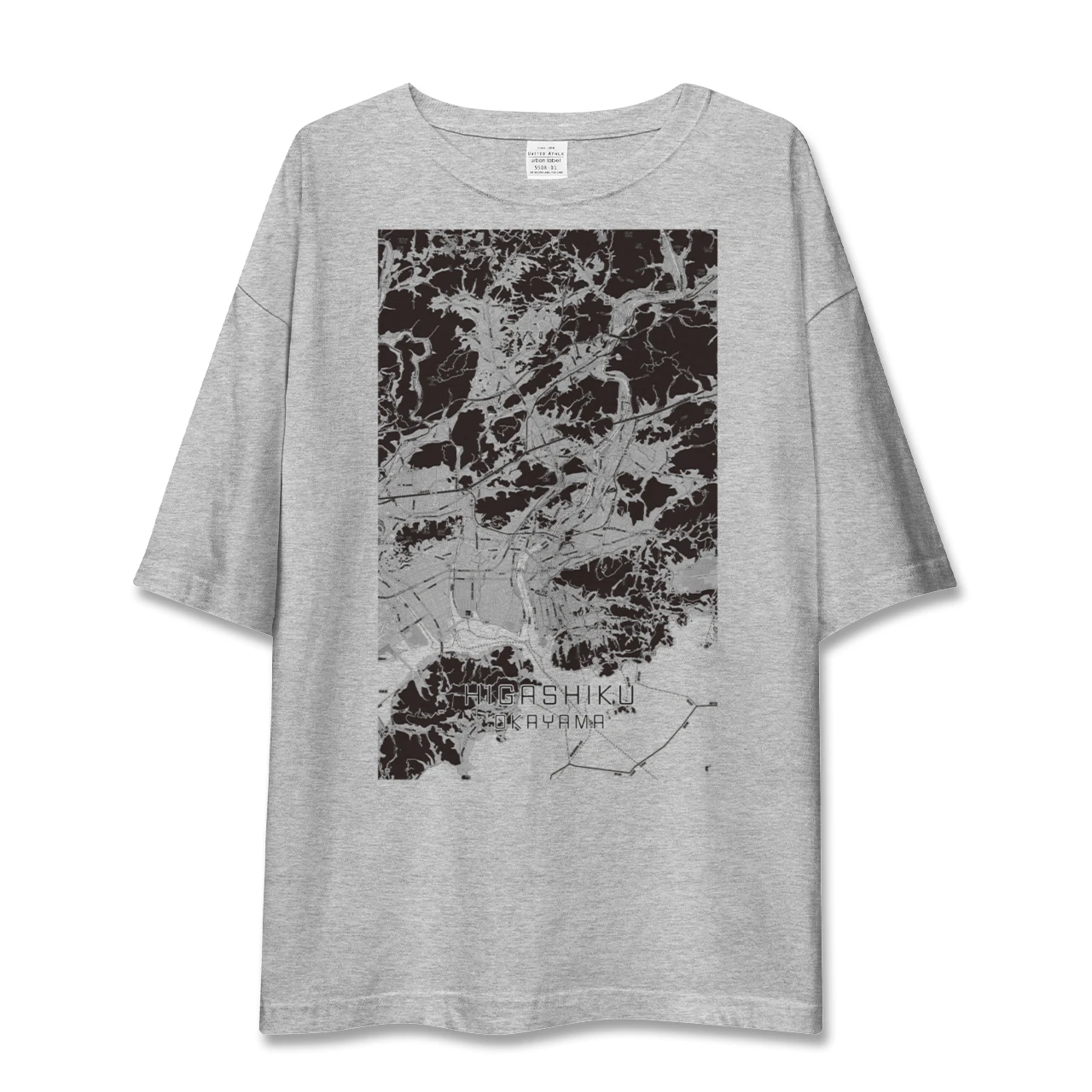 【東区（岡山市）（岡山県）】地図柄ビッグシルエットTシャツ