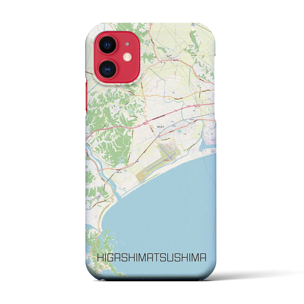 【東松島】地図柄iPhoneケース（バックカバータイプ・ナチュラル）iPhone 11 用