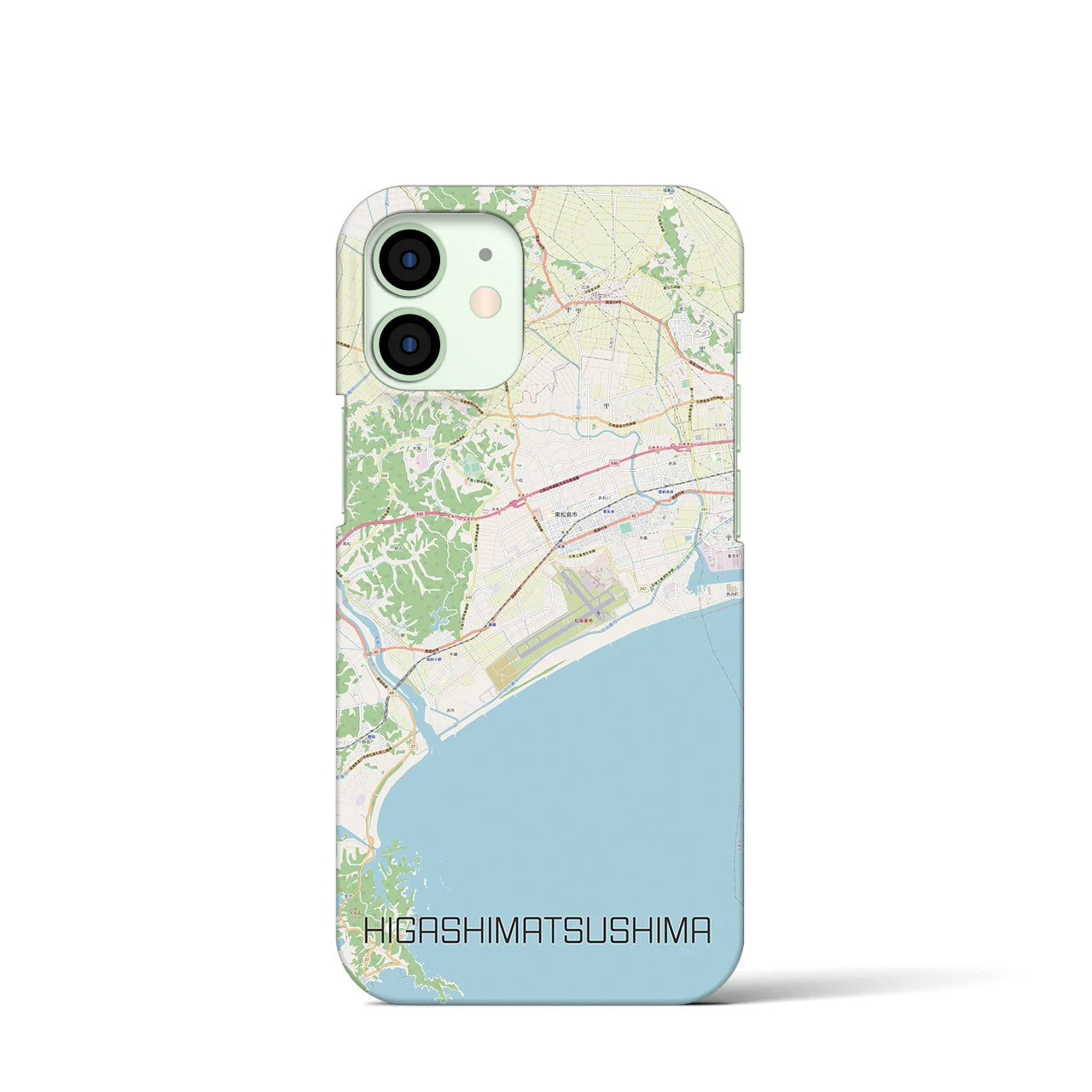 【東松島】地図柄iPhoneケース（バックカバータイプ・ナチュラル）iPhone 12 mini 用