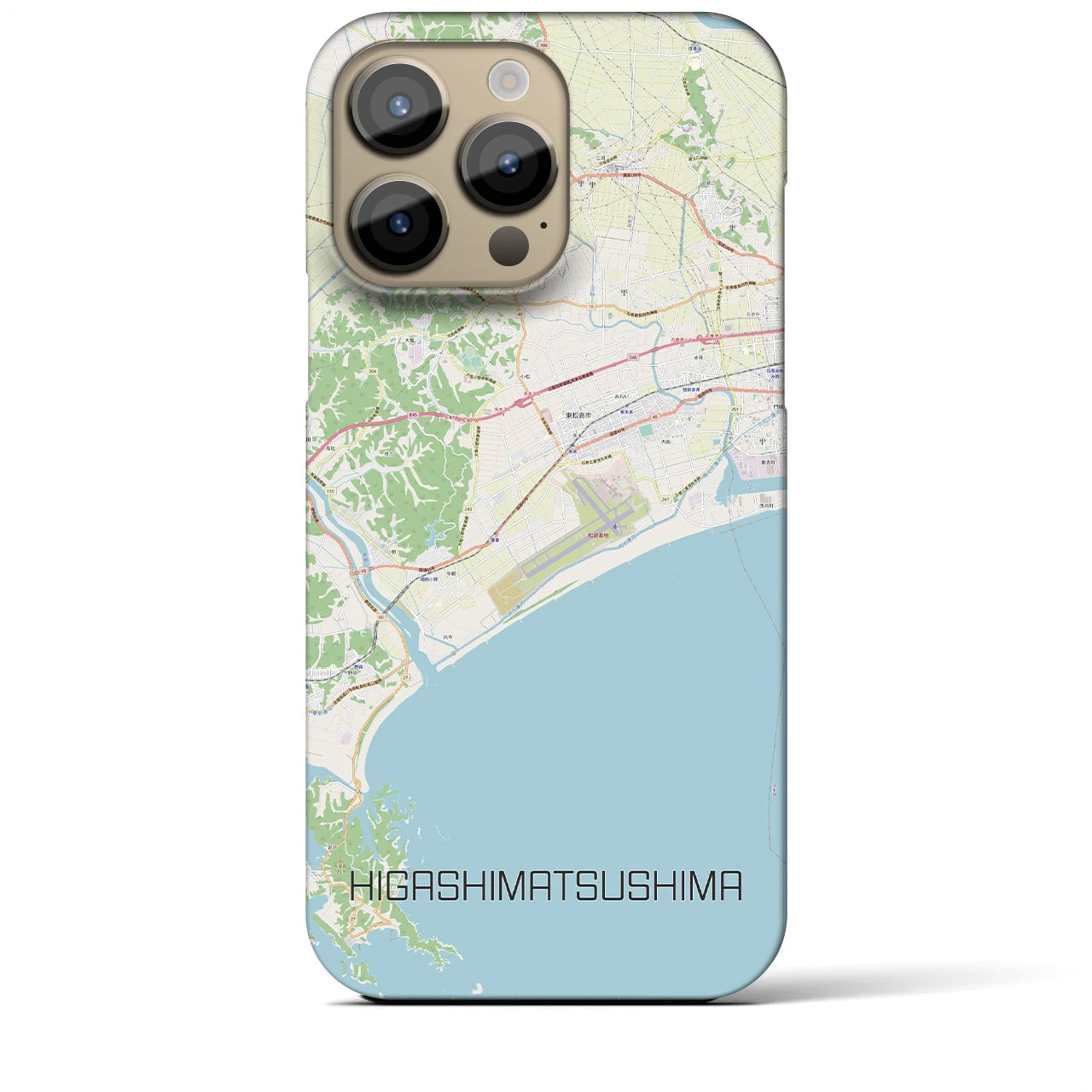 【東松島】地図柄iPhoneケース（バックカバータイプ・ナチュラル）iPhone 14 Pro Max 用