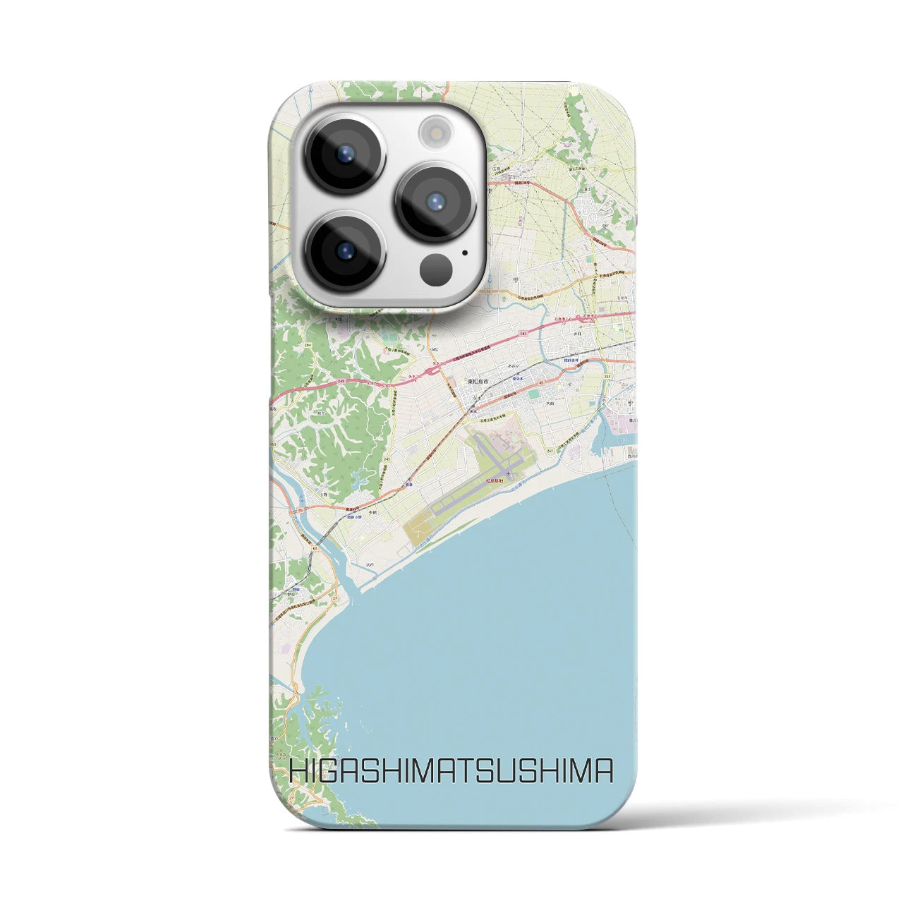 【東松島】地図柄iPhoneケース（バックカバータイプ・ナチュラル）iPhone 14 Pro 用