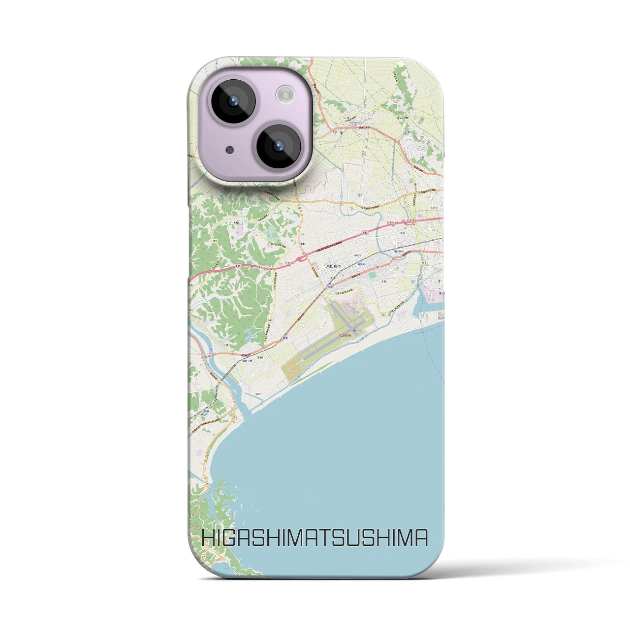 【東松島】地図柄iPhoneケース（バックカバータイプ・ナチュラル）iPhone 14 用