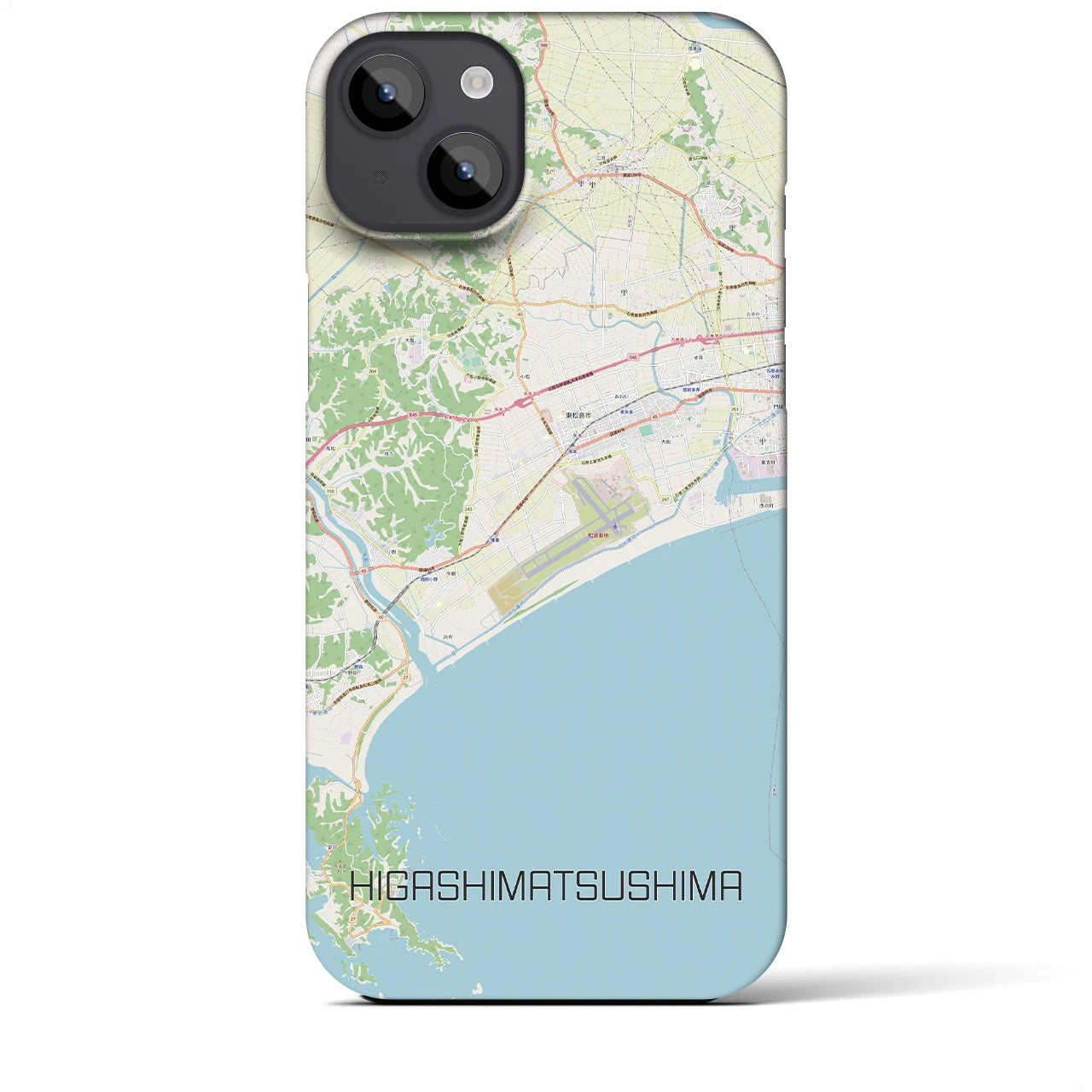 【東松島】地図柄iPhoneケース（バックカバータイプ・ナチュラル）iPhone 14 Plus 用