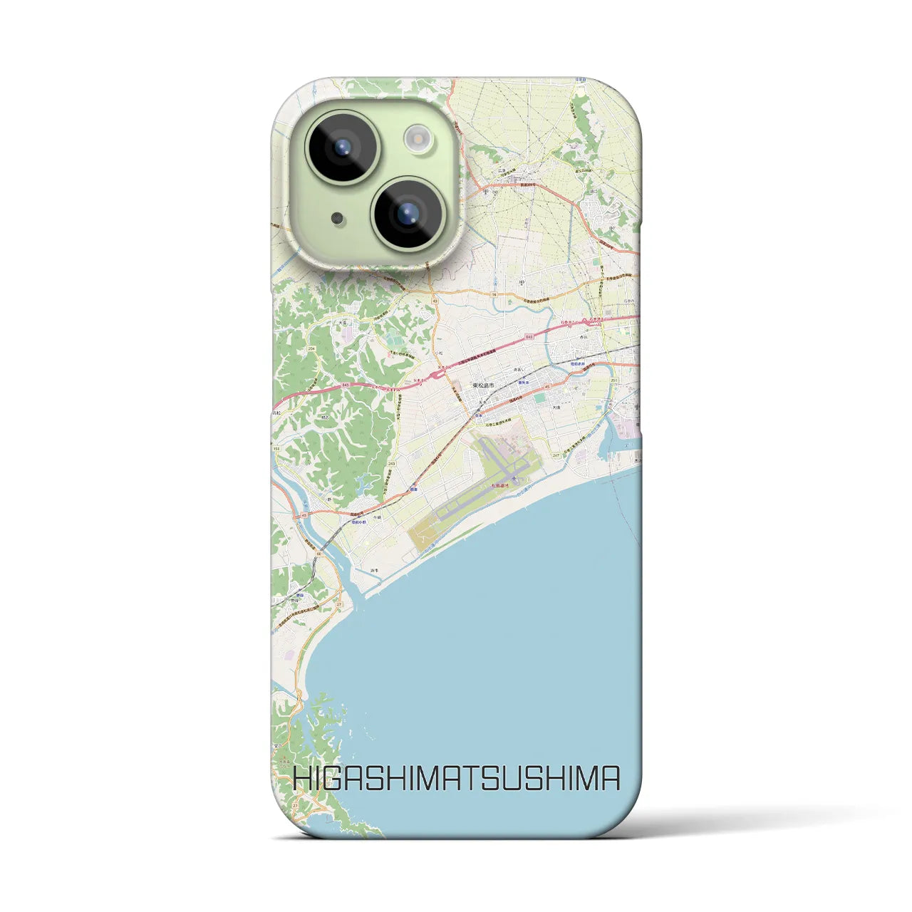 【東松島】地図柄iPhoneケース（バックカバータイプ・ナチュラル）iPhone 15 用