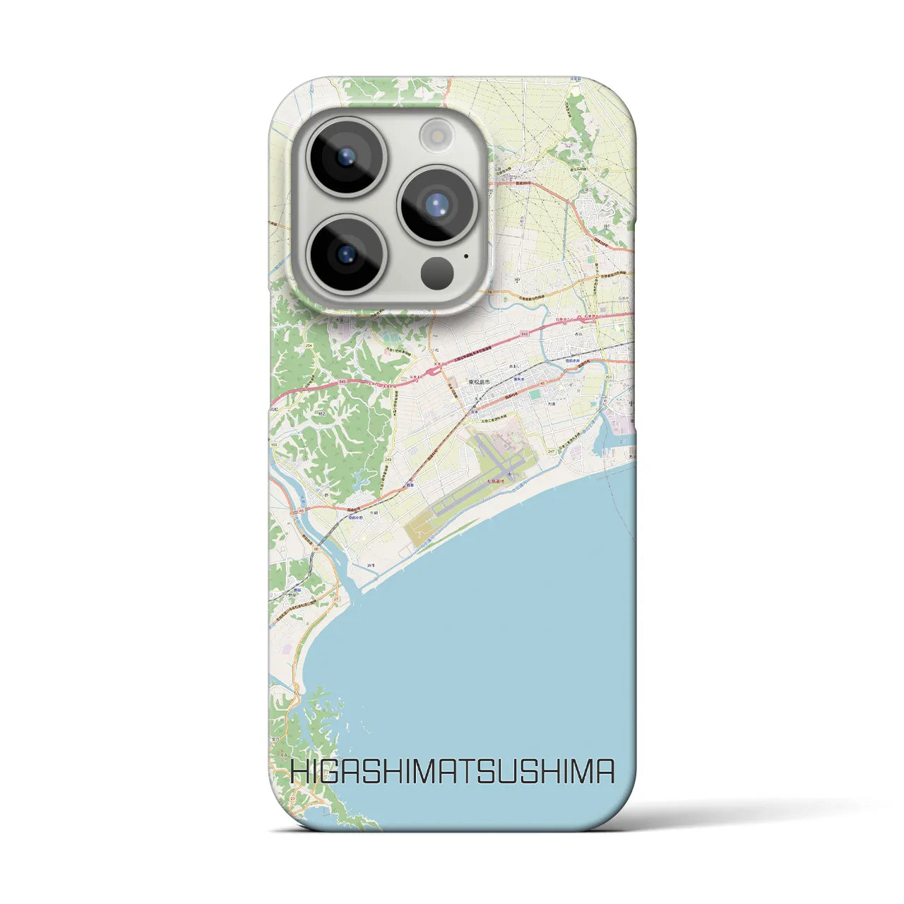 【東松島】地図柄iPhoneケース（バックカバータイプ・ナチュラル）iPhone 15 Pro 用