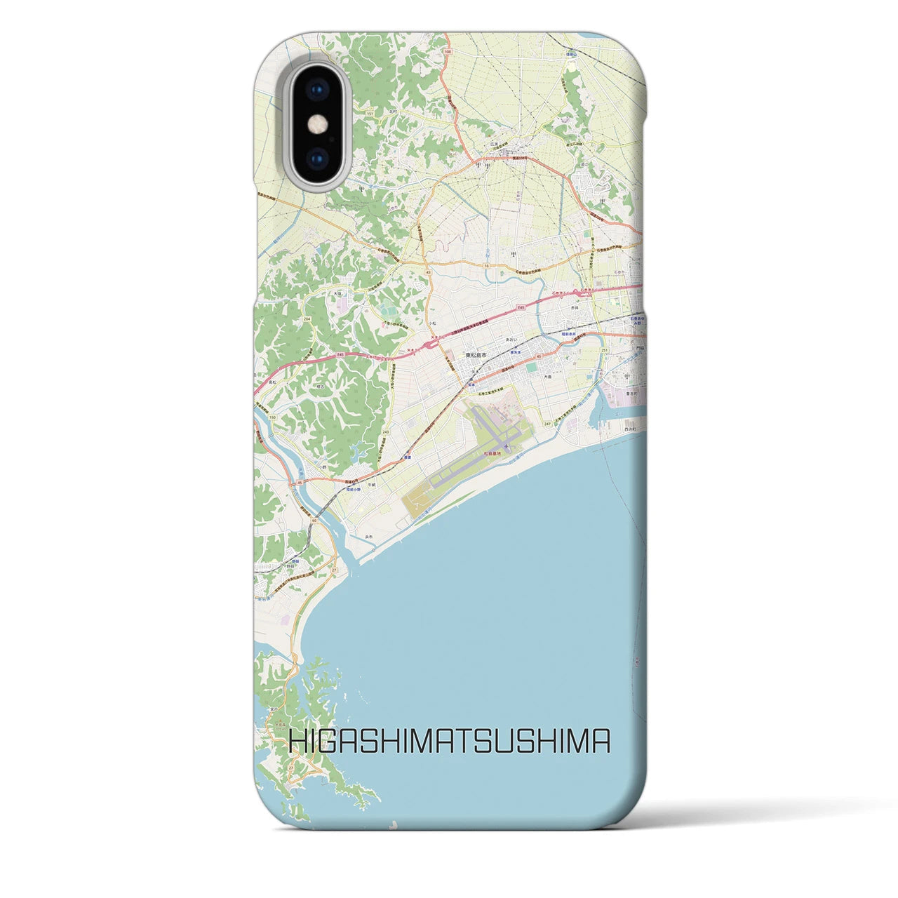 【東松島】地図柄iPhoneケース（バックカバータイプ・ナチュラル）iPhone XS Max 用
