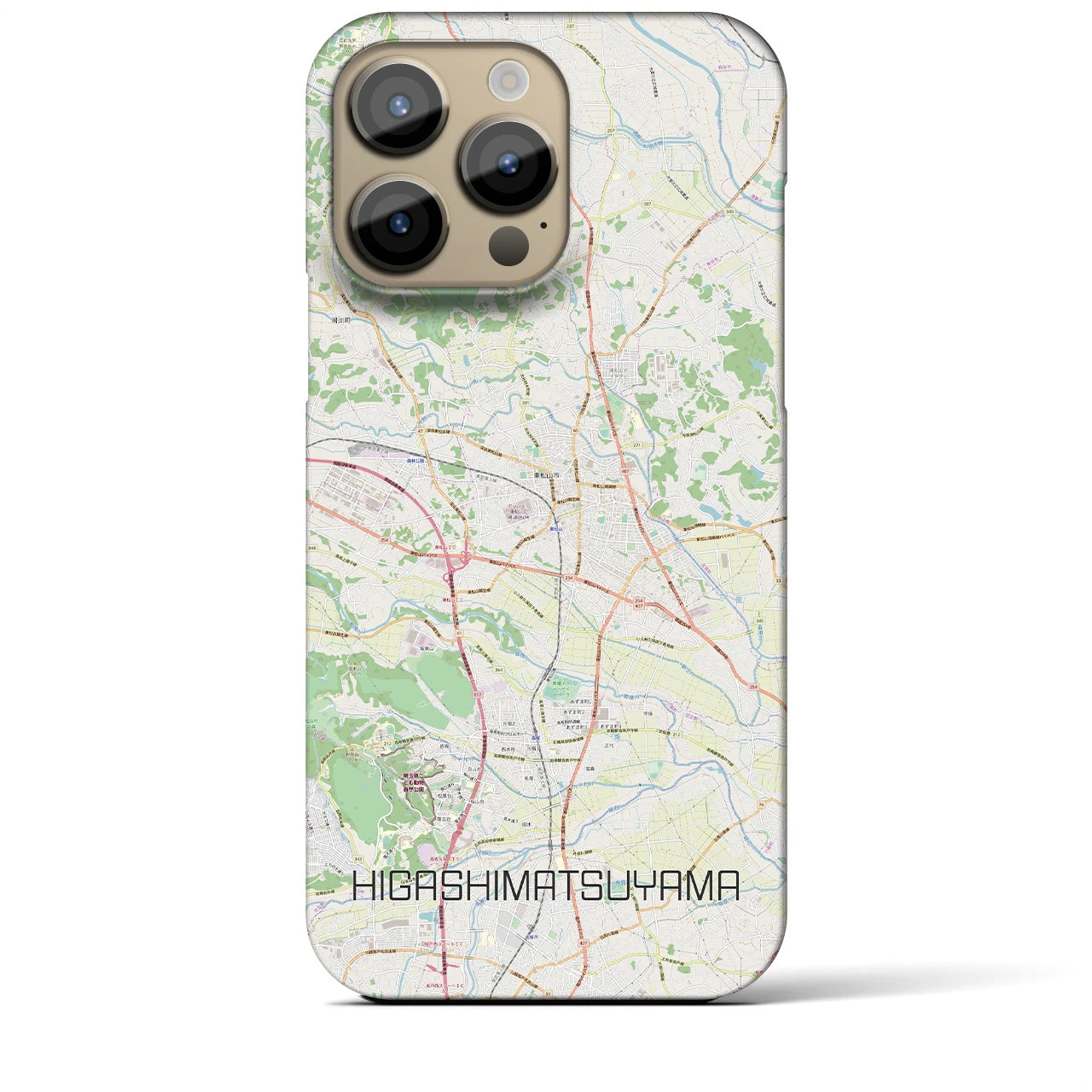 【東松山】地図柄iPhoneケース（バックカバータイプ・ナチュラル）iPhone 14 Pro Max 用