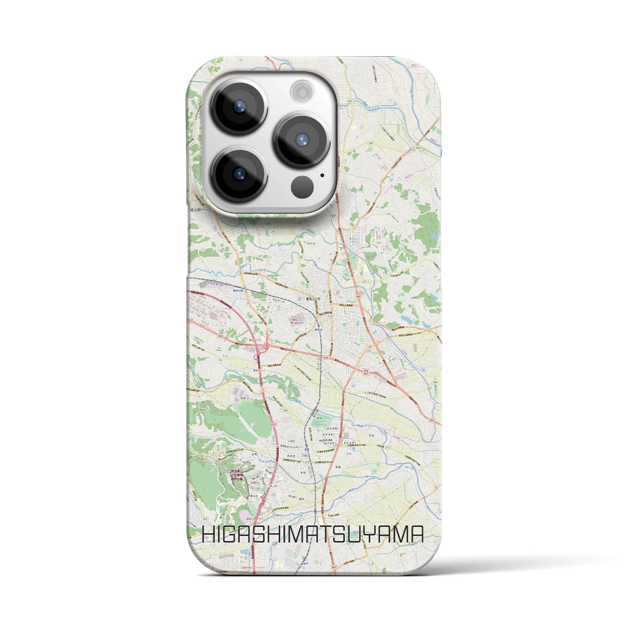 【東松山】地図柄iPhoneケース（バックカバータイプ・ナチュラル）iPhone 14 Pro 用