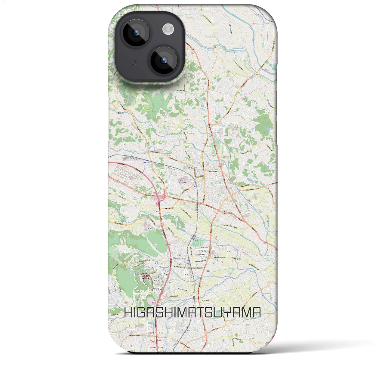 【東松山】地図柄iPhoneケース（バックカバータイプ・ナチュラル）iPhone 14 Plus 用