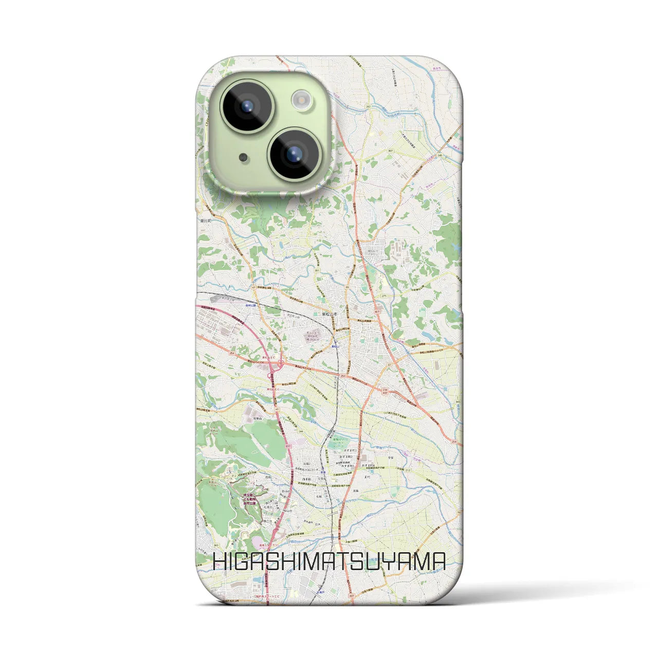 【東松山】地図柄iPhoneケース（バックカバータイプ・ナチュラル）iPhone 15 用
