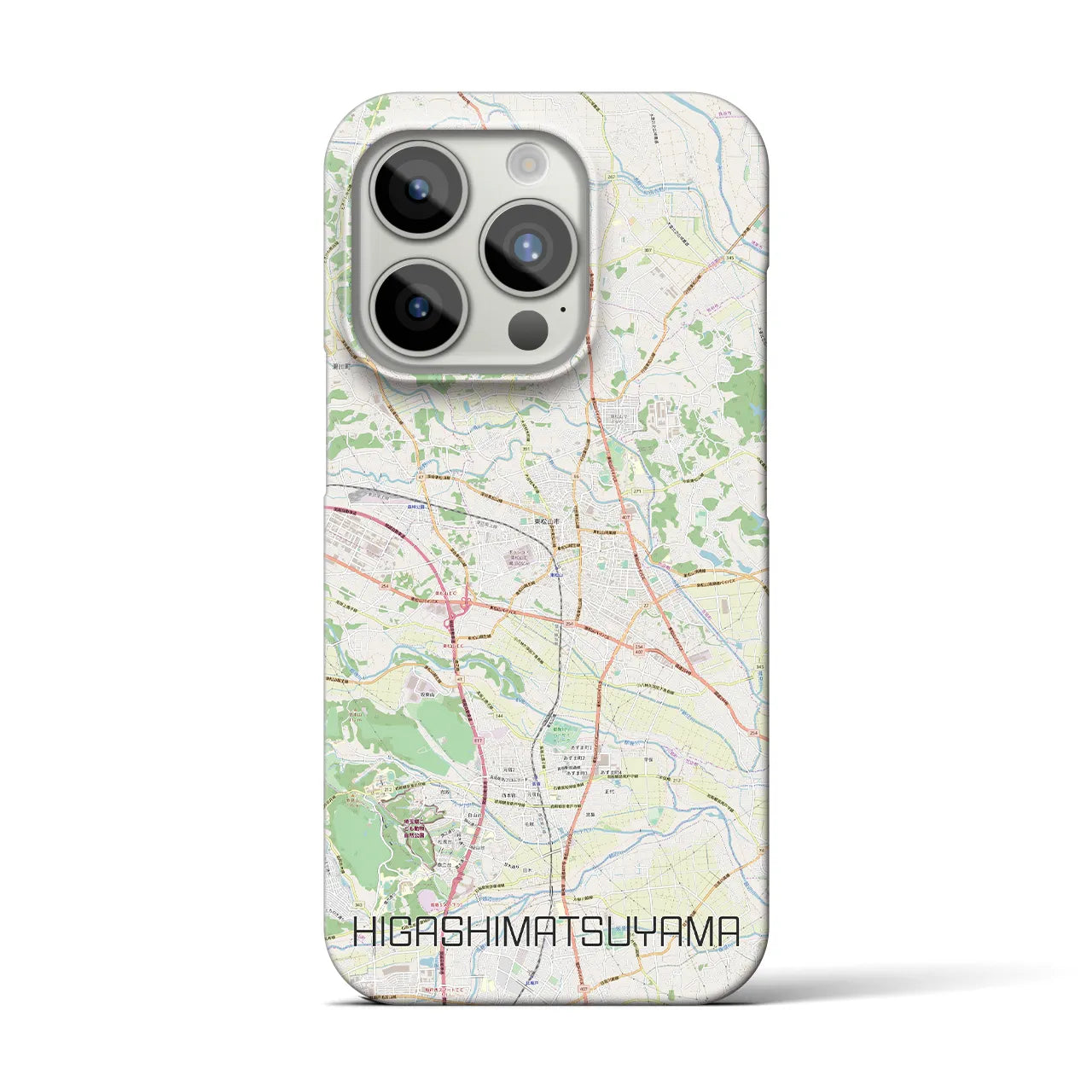【東松山】地図柄iPhoneケース（バックカバータイプ・ナチュラル）iPhone 15 Pro 用