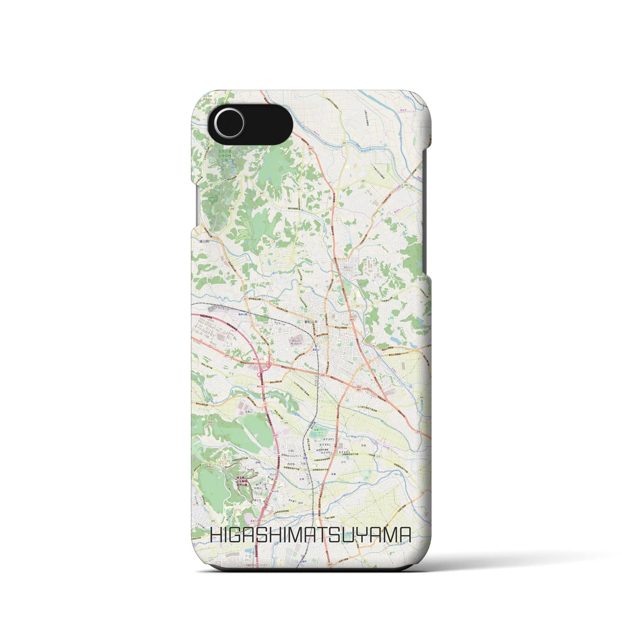 【東松山】地図柄iPhoneケース（バックカバータイプ・ナチュラル）iPhone SE（第3 / 第2世代） / 8 / 7 / 6s / 6 用