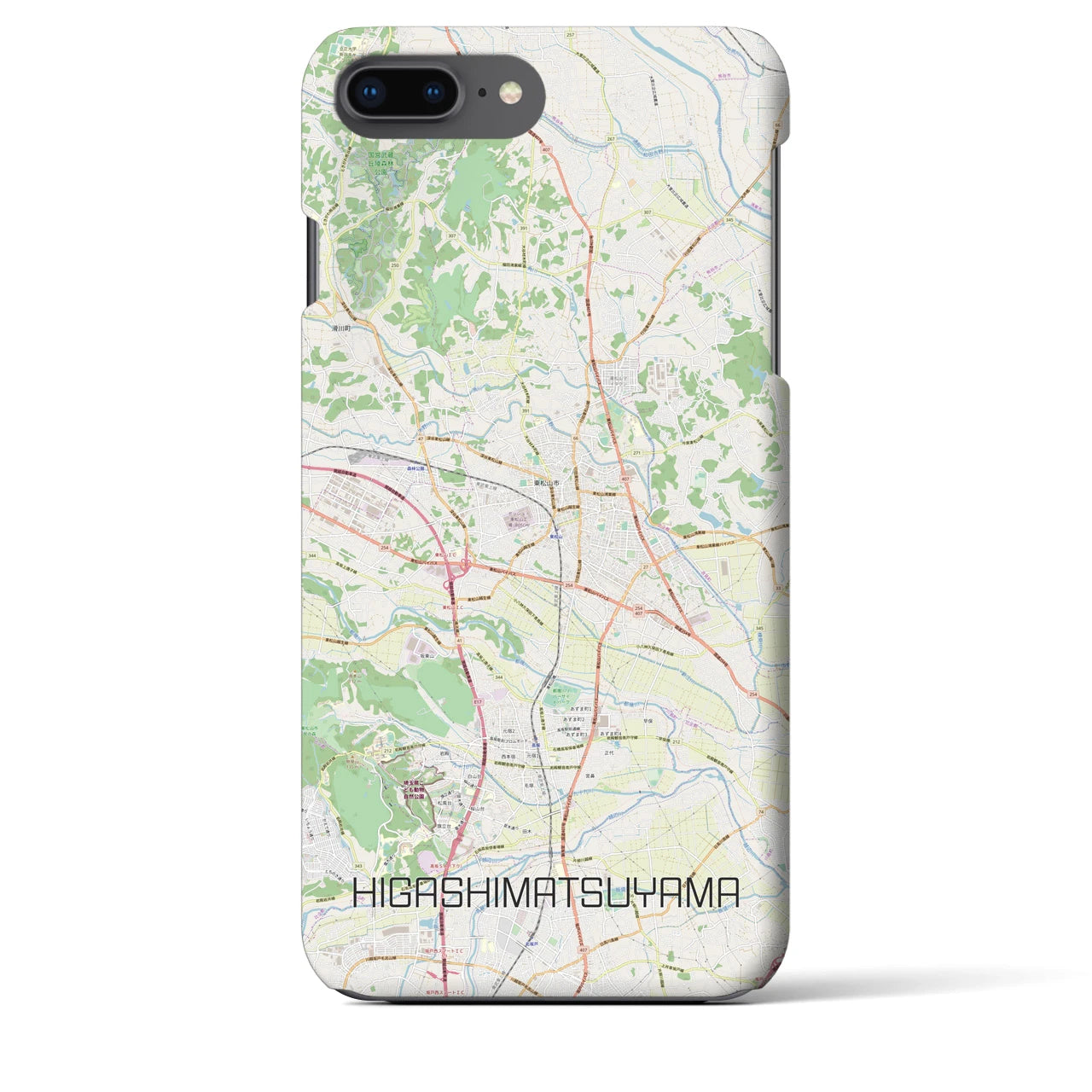 【東松山】地図柄iPhoneケース（バックカバータイプ・ナチュラル）iPhone 8Plus /7Plus / 6sPlus / 6Plus 用