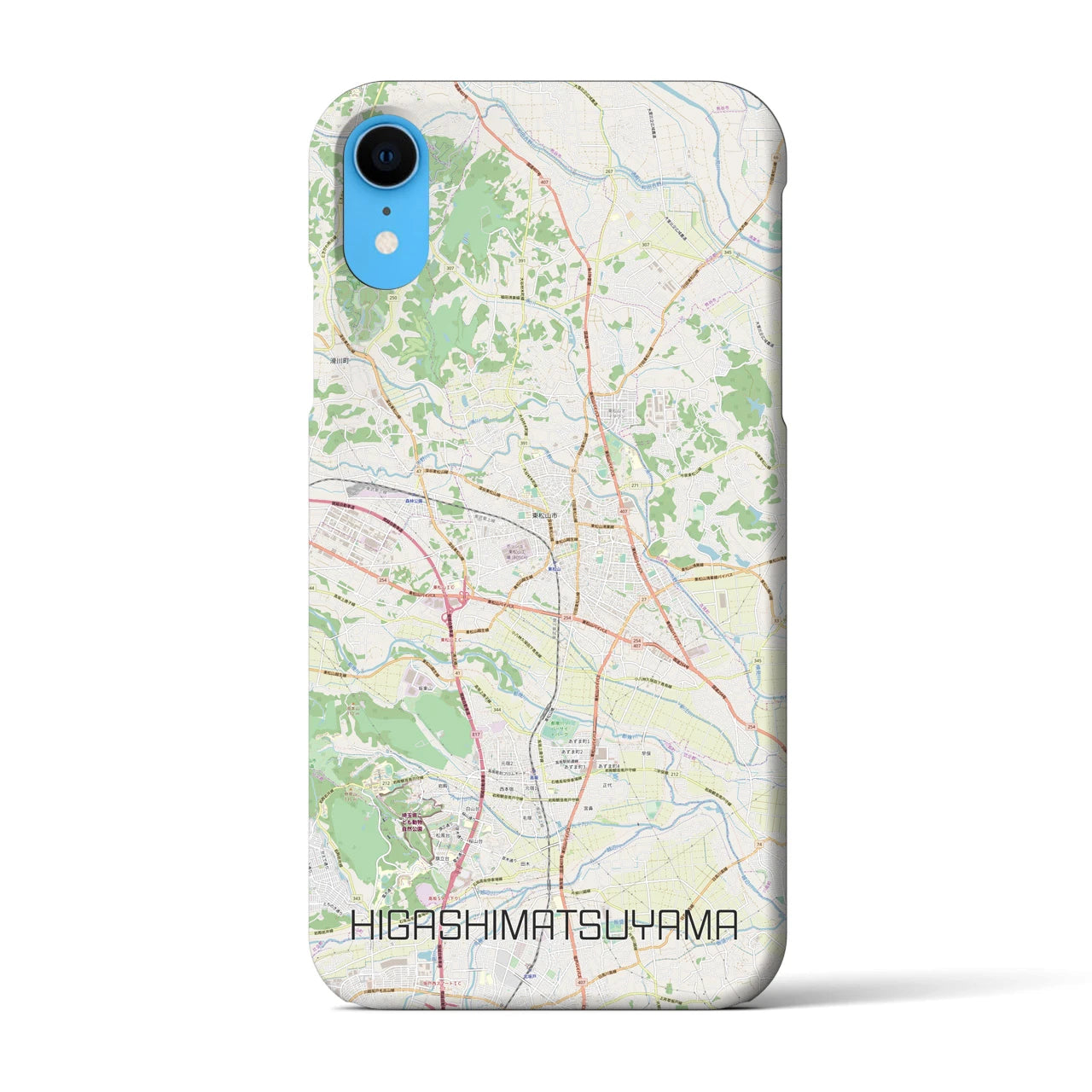 【東松山】地図柄iPhoneケース（バックカバータイプ・ナチュラル）iPhone XR 用