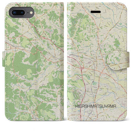 【東松山】地図柄iPhoneケース（手帳両面タイプ・ナチュラル）iPhone 8Plus /7Plus / 6sPlus / 6Plus 用