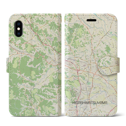 【東松山】地図柄iPhoneケース（手帳両面タイプ・ナチュラル）iPhone XS / X 用