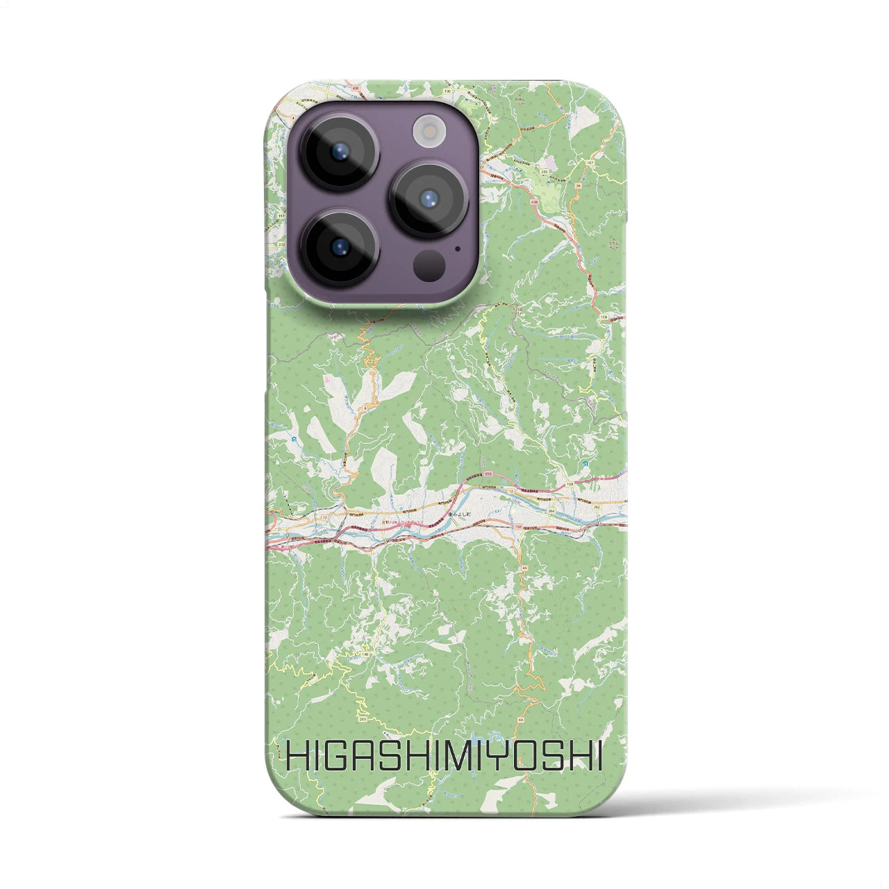 【東みよし】地図柄iPhoneケース（バックカバータイプ・ナチュラル）iPhone 14 Pro 用