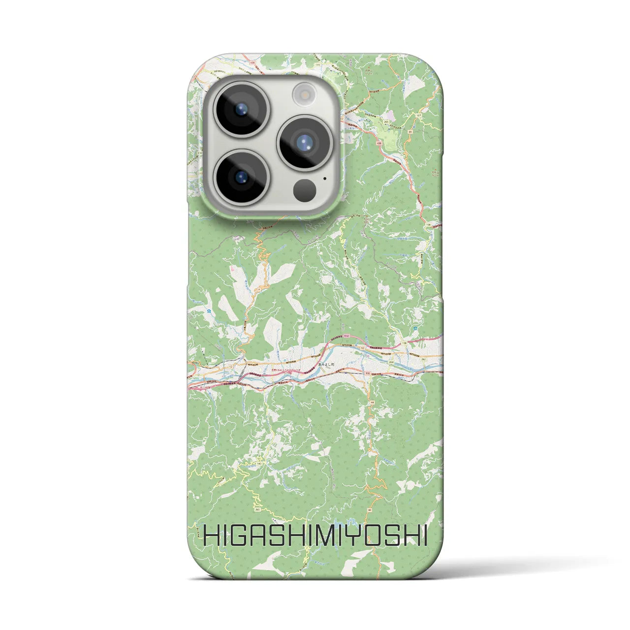 【東みよし】地図柄iPhoneケース（バックカバータイプ・ナチュラル）iPhone 15 Pro 用