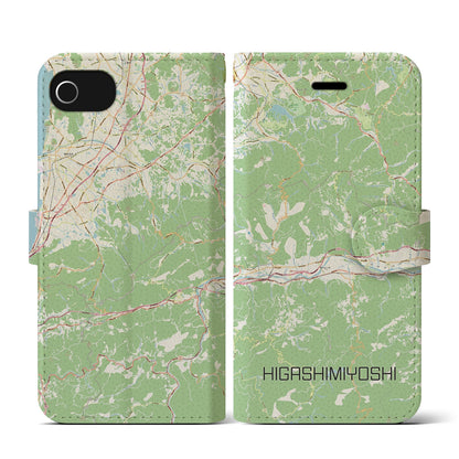 【東みよし（徳島県）】地図柄iPhoneケース（手帳タイプ）ナチュラル・iPhone SE（第3 / 第2世代） / 8 / 7 / 6s / 6 用