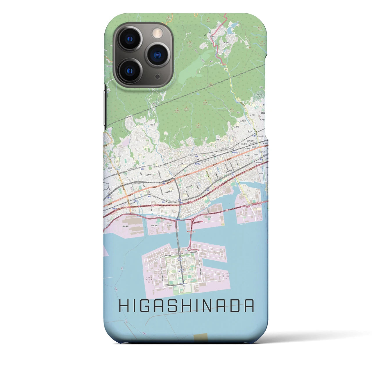 【東灘】地図柄iPhoneケース（バックカバータイプ・ナチュラル）iPhone 11 Pro Max 用
