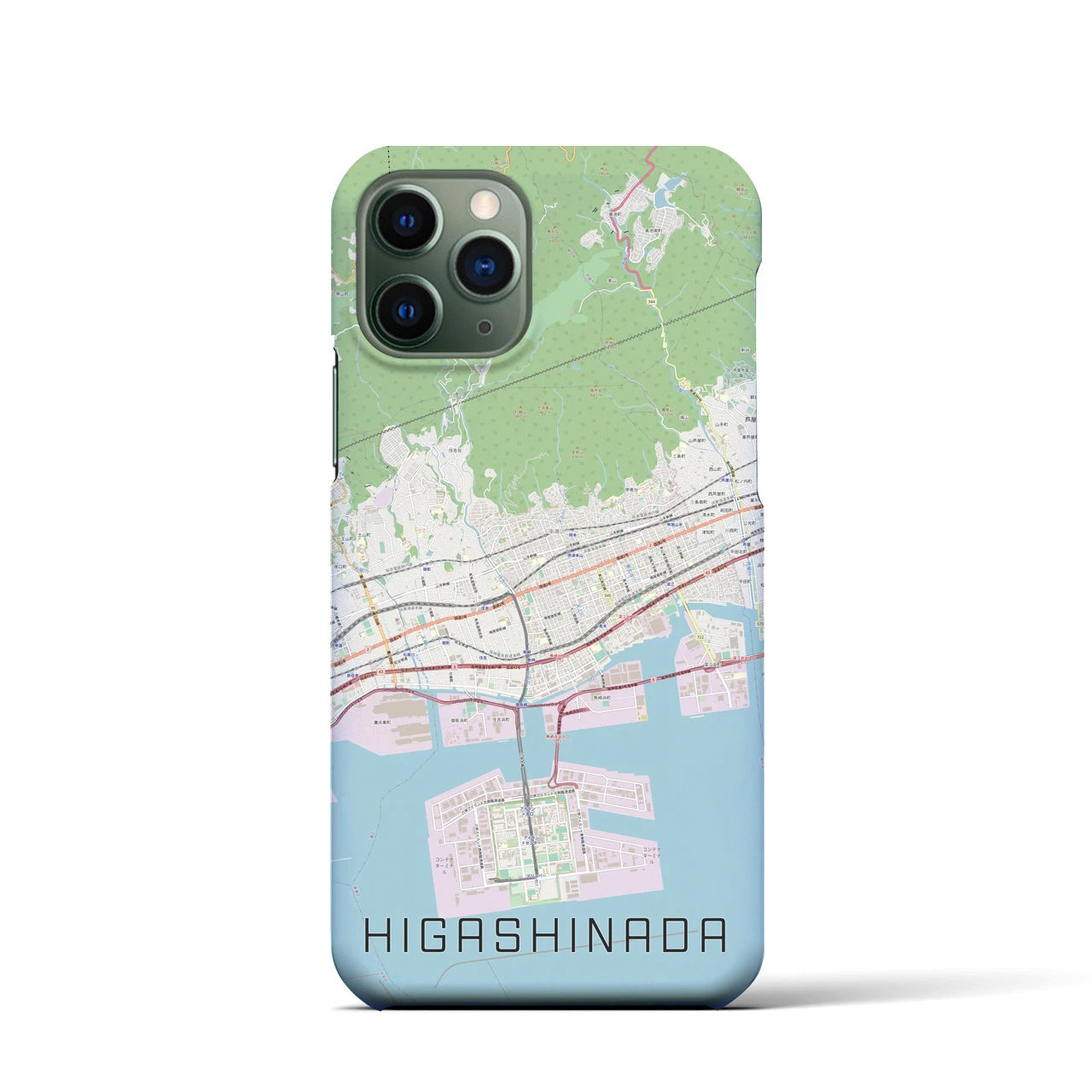 【東灘】地図柄iPhoneケース（バックカバータイプ・ナチュラル）iPhone 11 Pro 用