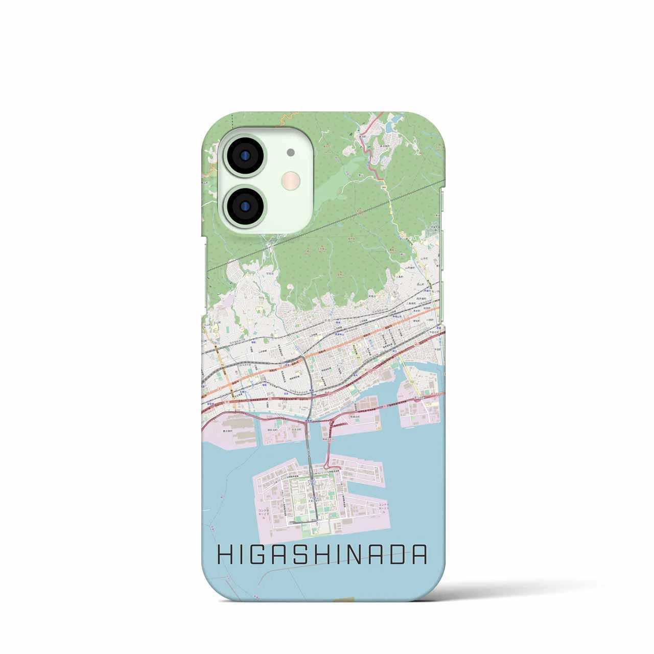 【東灘】地図柄iPhoneケース（バックカバータイプ・ナチュラル）iPhone 12 mini 用