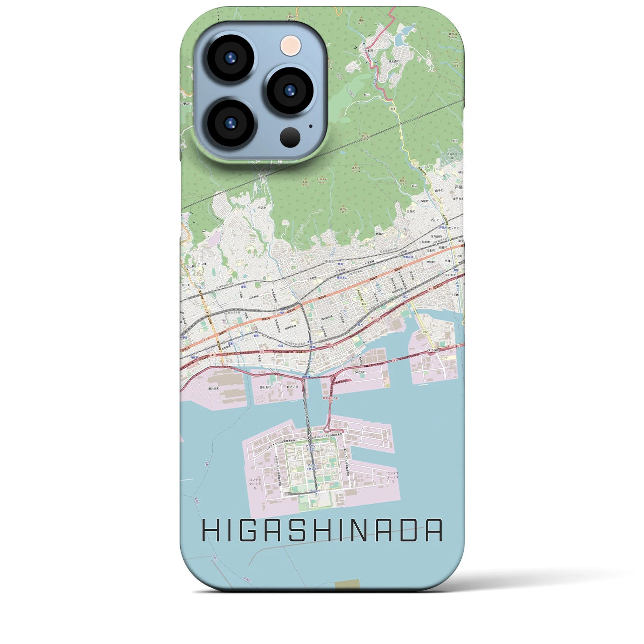 【東灘】地図柄iPhoneケース（バックカバータイプ・ナチュラル）iPhone 13 Pro Max 用