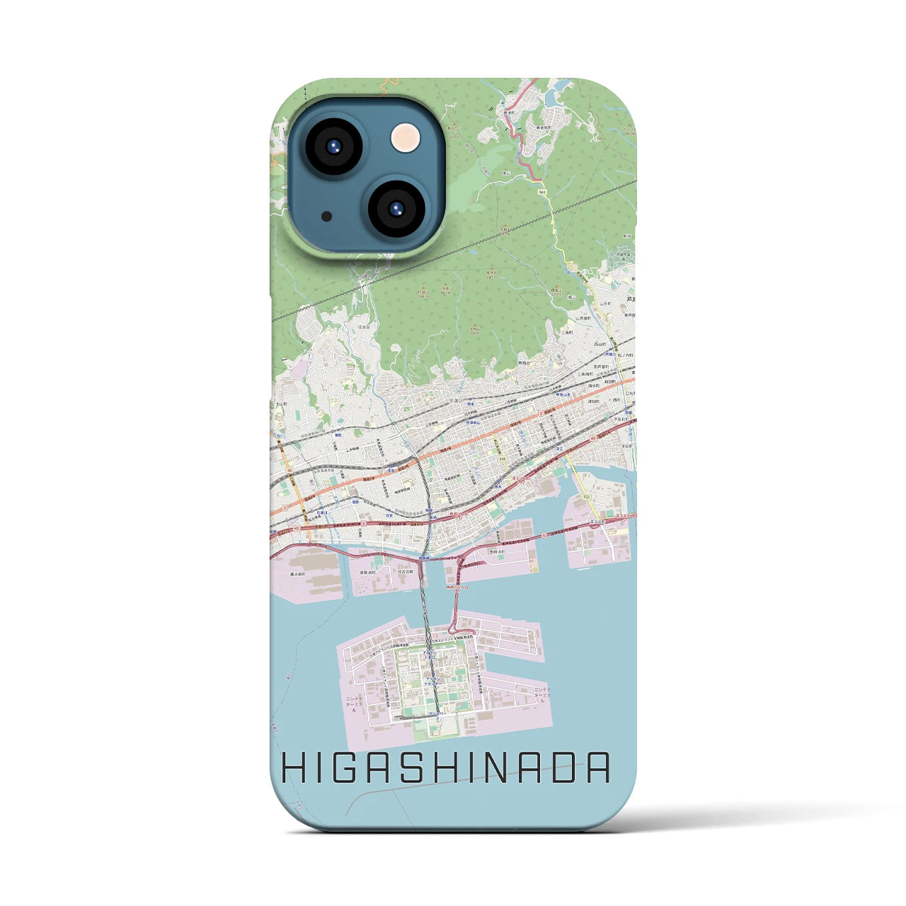 【東灘】地図柄iPhoneケース（バックカバータイプ・ナチュラル）iPhone 13 用