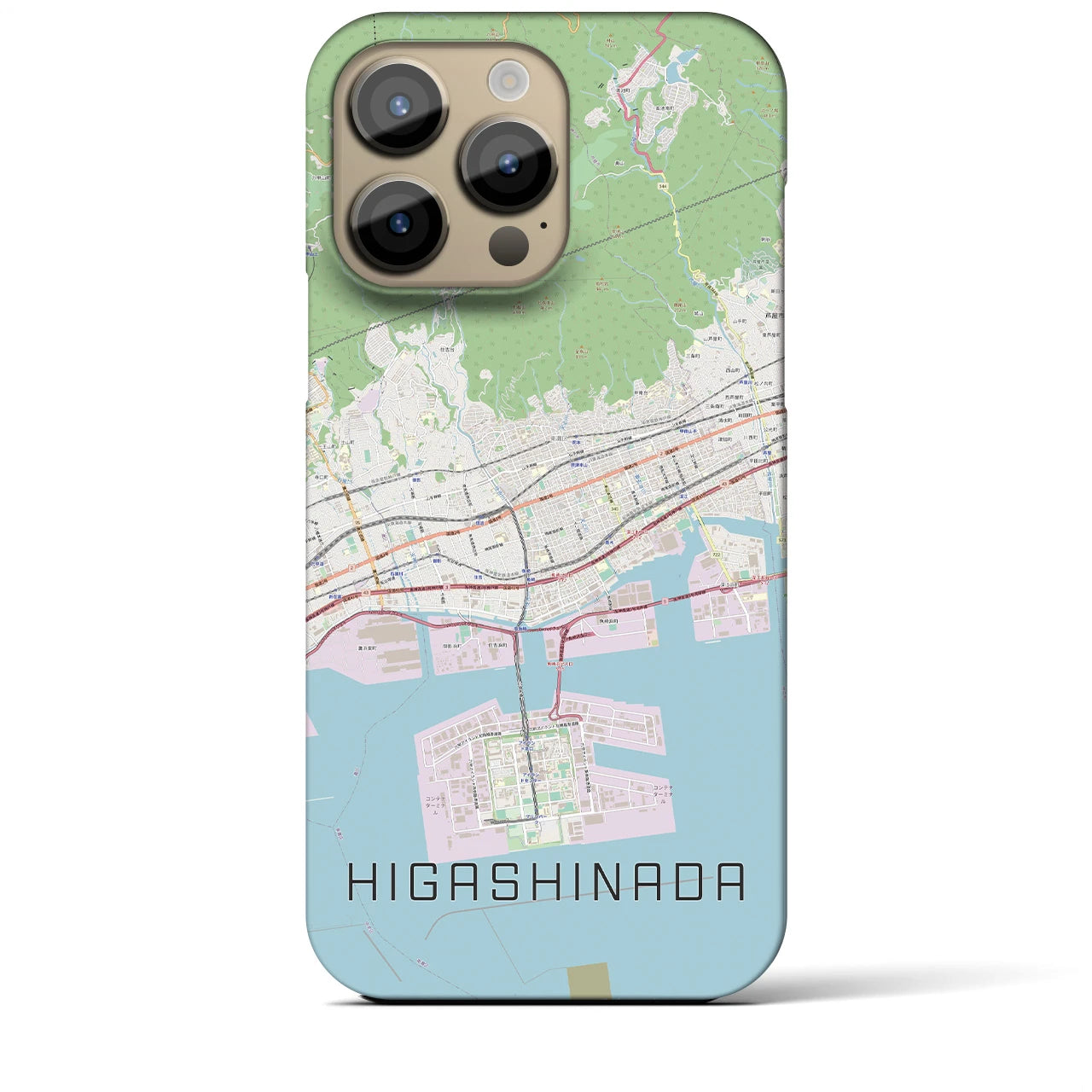 【東灘】地図柄iPhoneケース（バックカバータイプ・ナチュラル）iPhone 14 Pro Max 用
