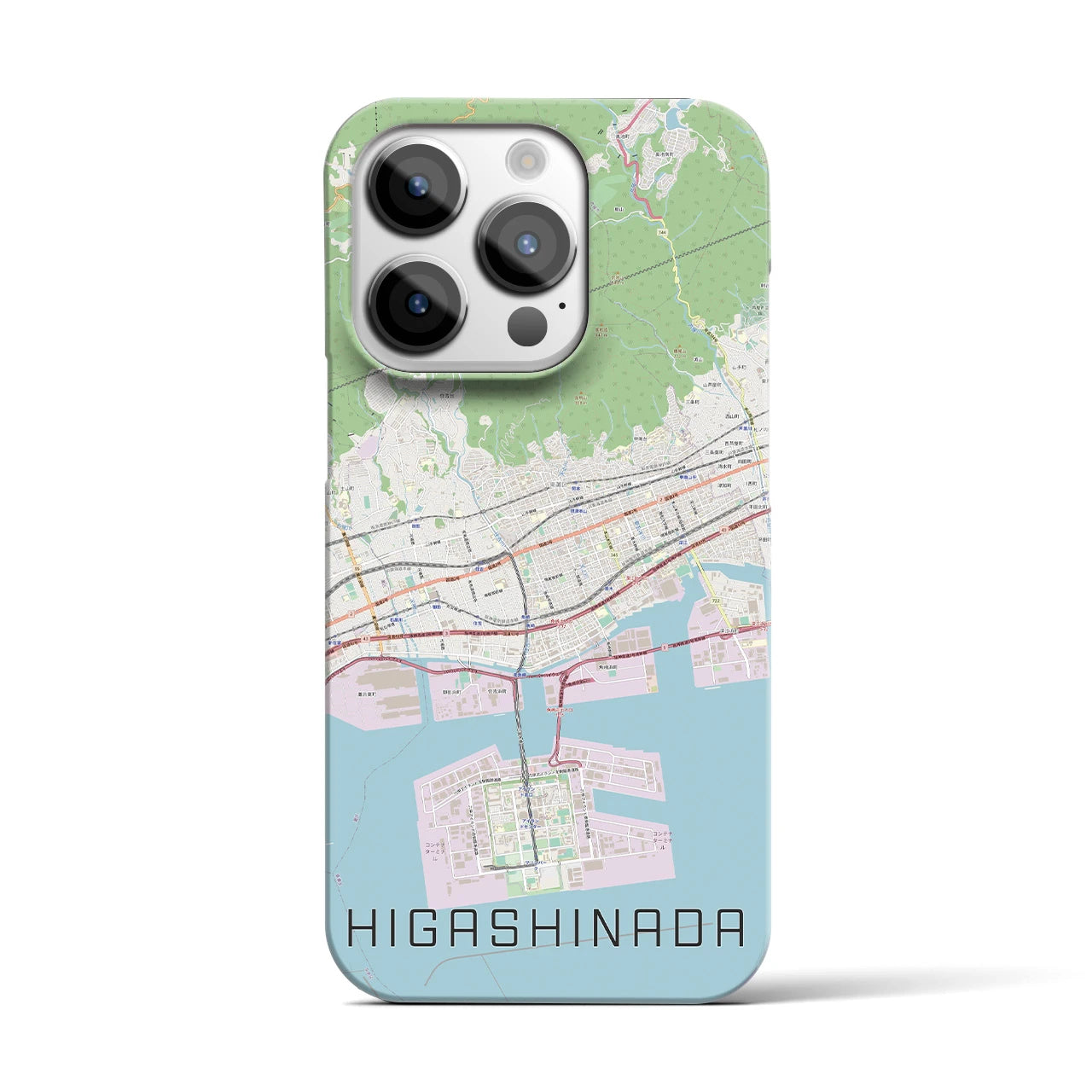 【東灘】地図柄iPhoneケース（バックカバータイプ・ナチュラル）iPhone 14 Pro 用