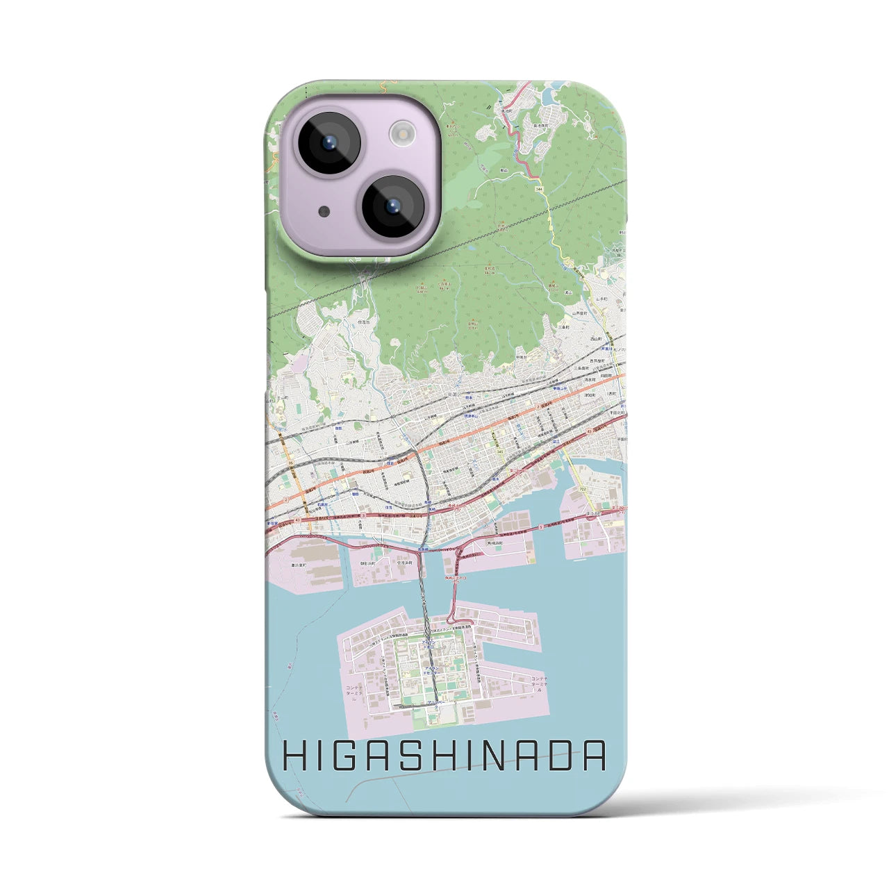 【東灘】地図柄iPhoneケース（バックカバータイプ・ナチュラル）iPhone 14 用