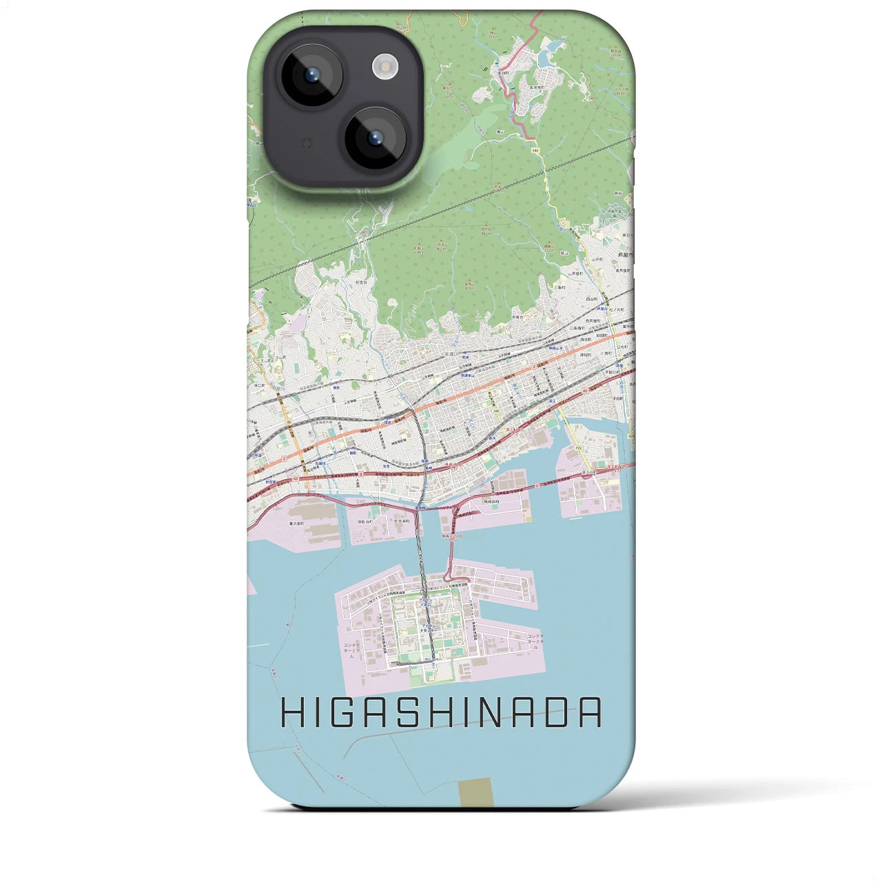 【東灘】地図柄iPhoneケース（バックカバータイプ・ナチュラル）iPhone 14 Plus 用