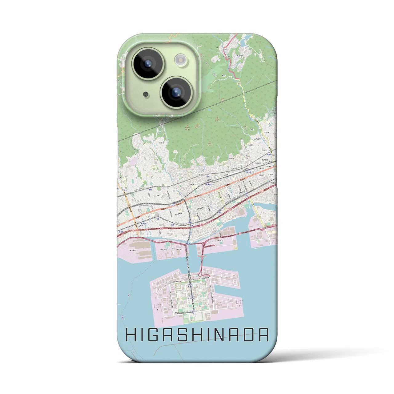 【東灘】地図柄iPhoneケース（バックカバータイプ・ナチュラル）iPhone 15 用