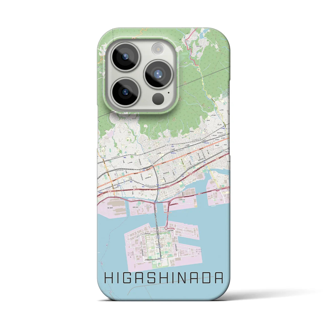 【東灘】地図柄iPhoneケース（バックカバータイプ・ナチュラル）iPhone 15 Pro 用