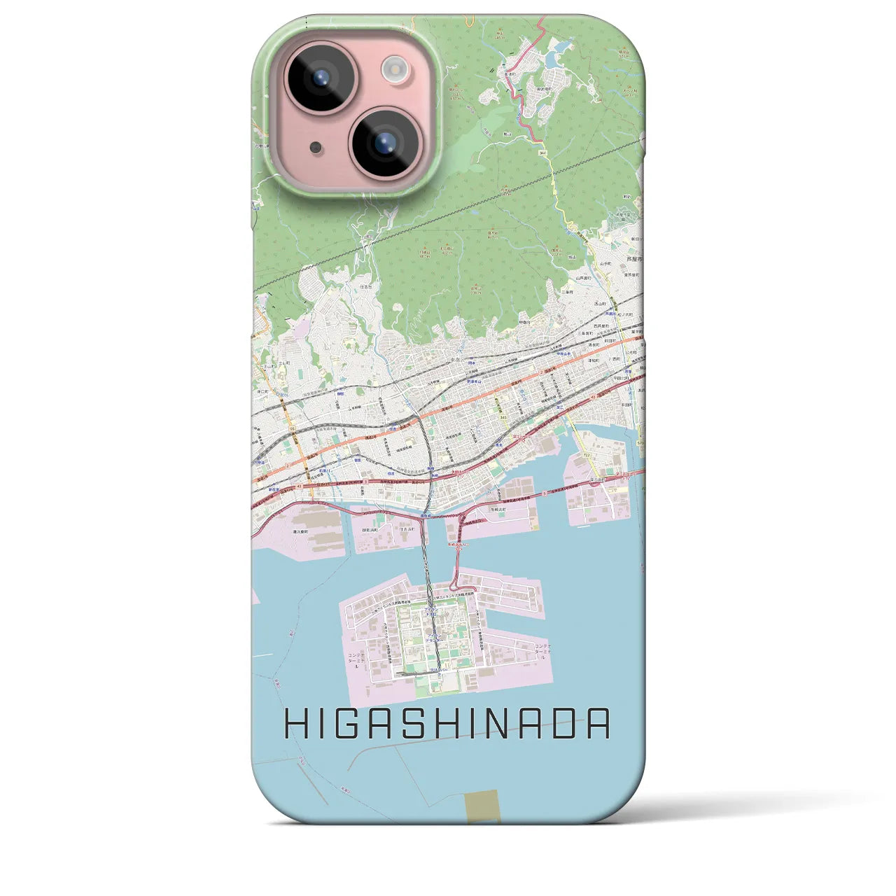 【東灘】地図柄iPhoneケース（バックカバータイプ・ナチュラル）iPhone 15 Plus 用