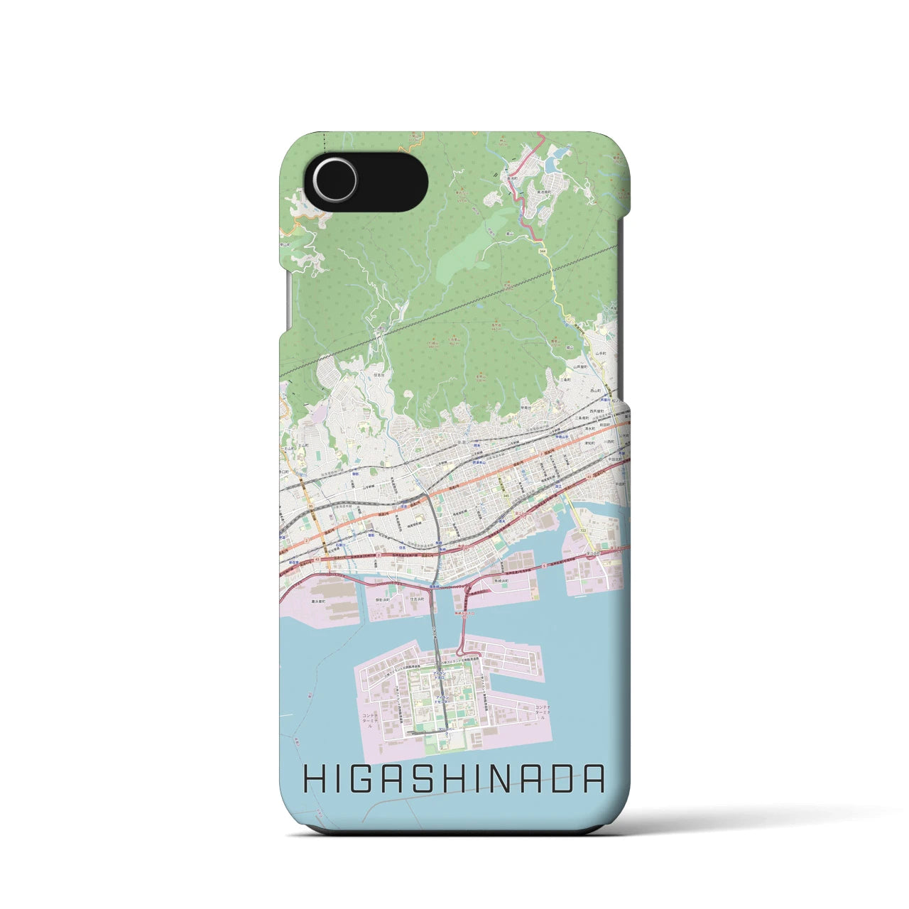 【東灘】地図柄iPhoneケース（バックカバータイプ・ナチュラル）iPhone SE（第3 / 第2世代） / 8 / 7 / 6s / 6 用