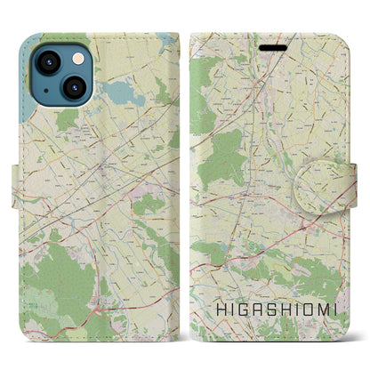 【東近江（滋賀県）】地図柄iPhoneケース（手帳タイプ）ナチュラル・iPhone 13 用