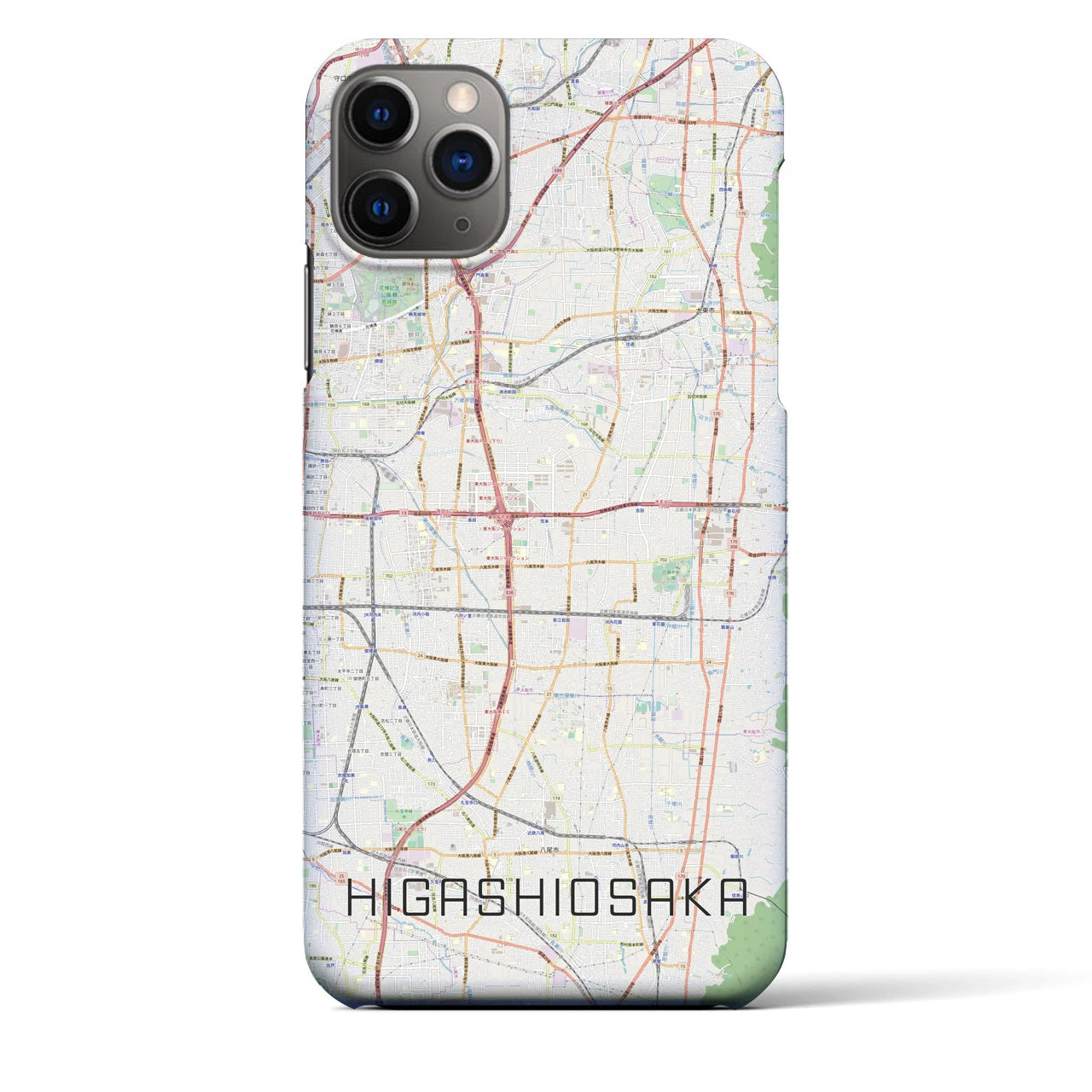 【東大阪】地図柄iPhoneケース（バックカバータイプ・ナチュラル）iPhone 11 Pro Max 用