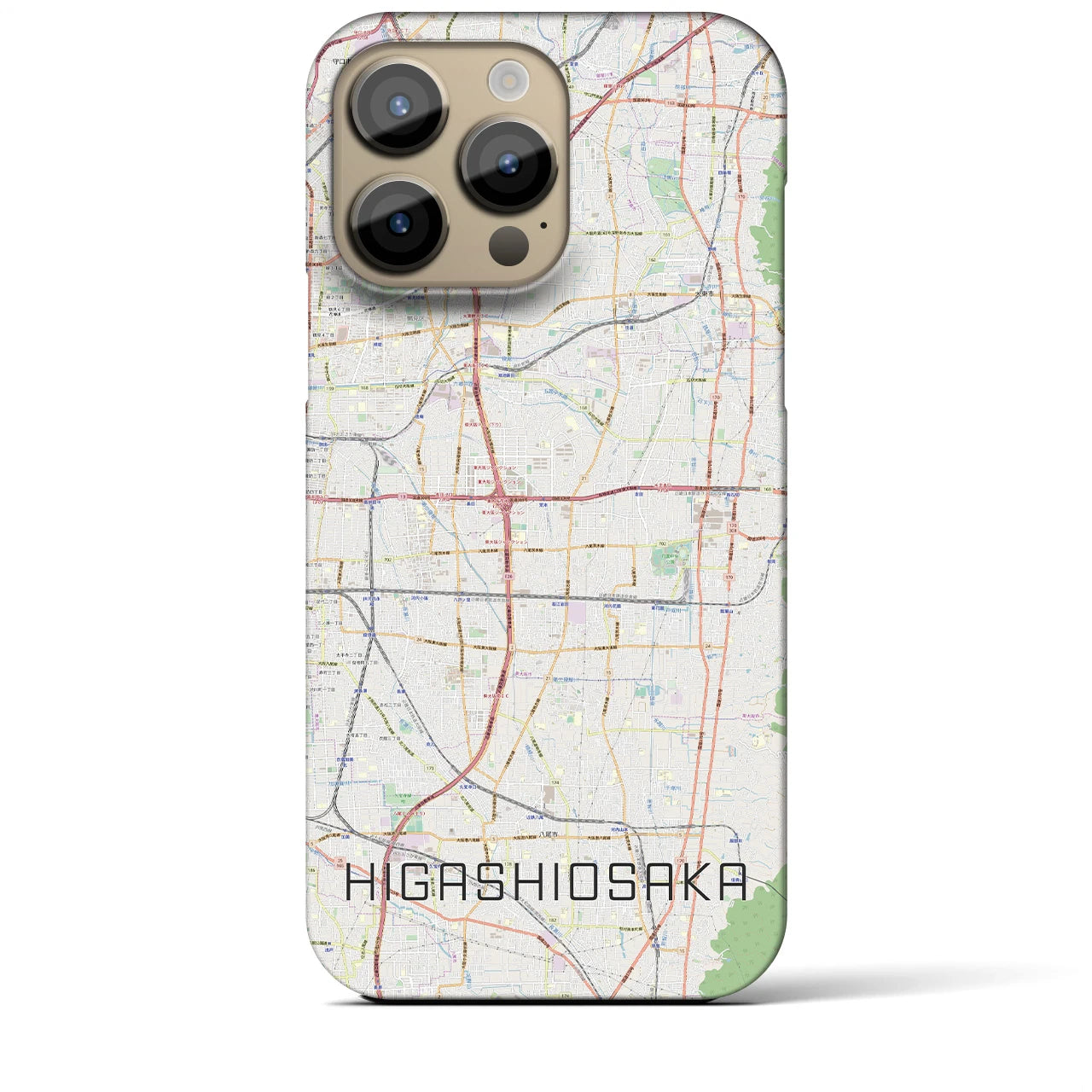 【東大阪】地図柄iPhoneケース（バックカバータイプ・ナチュラル）iPhone 14 Pro Max 用