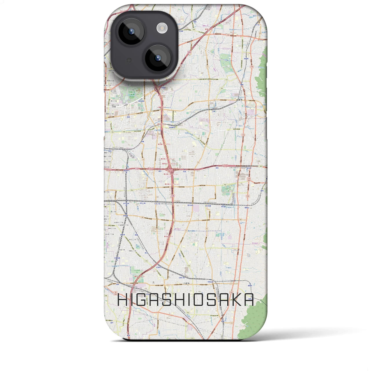 【東大阪】地図柄iPhoneケース（バックカバータイプ・ナチュラル）iPhone 14 Plus 用