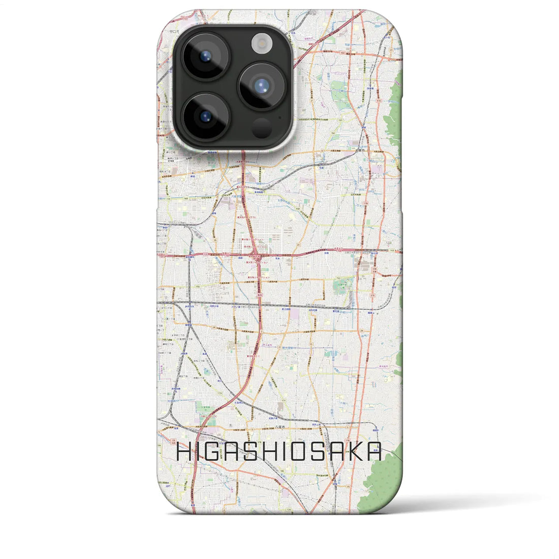 【東大阪】地図柄iPhoneケース（バックカバータイプ・ナチュラル）iPhone 15 Pro Max 用